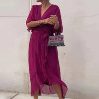 Amanda - Elegantes Kleid mit V-Ausschnitt – Lila