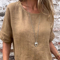 CLARISSA - LOCKERE LEINENBLUSE – Khaki
