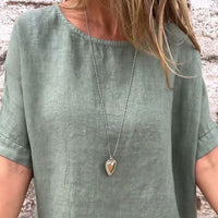 CLARISSA - LOCKERE LEINENBLUSE – Grün