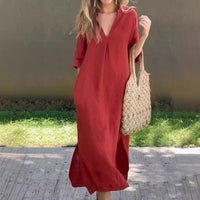 VIVEKA - KLEID LANG UND LOCKER – Rot