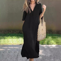 VIVEKA - KLEID LANG UND LOCKER – Schwarz
