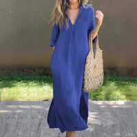 VIVEKA - KLEID LANG UND LOCKER – Blau