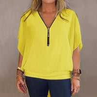FREDERIKA - CHIFFONTOP MIT REIẞVERSCHLUSS – Gelb