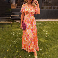Romy | Sommerkleid mit V-Ausschnitt – Orange