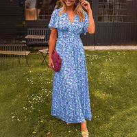 Romy | Sommerkleid mit V-Ausschnitt – Blau
