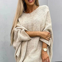 Grobstrickpullover Damen | Langer Ärmel Mit Bootsausschnitt – Beige