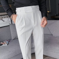 GiulioFontana | Einfarbige Gerade Casual Hose – Weiß