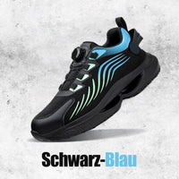 Schlag- und stichfeste Sicherheitsschuhe mit Drehknopf – Schwarz-Blau