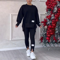 Elara |  Damen Sweatshirt Leggings-Set – Schwarz