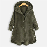 WINNIFREDA - CORDJACKE MIT KAPUZE – Grün