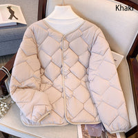 Stacey | Quiltierte Winterjacke mit Knöpfen für Damen – Khaki
