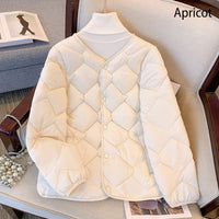 Stacey | Quiltierte Winterjacke mit Knöpfen für Damen – Aprikose