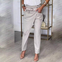 ANNIKA - HOSE MIT ASYMMETRISCHEM DESIGN – Hellgrau