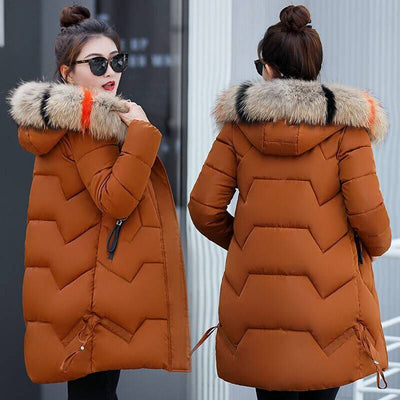 Meller | Damen Winter Pufferjacke mit Futter aus Kunstpelz an der Kapuze