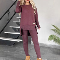 BRUNHILDE - SET AUS OVERSIZE-PULLOVER UND HOSE – Rotwein