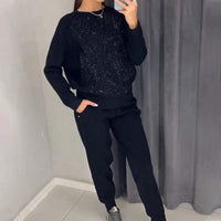 VERENA - SET AUS SWEATSHIRT UND JOGGINGHOSE – Schwarz