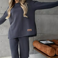 DANIELLE - SET AUS SWEATSHIRT UND GERADER HOSE – Schwarz
