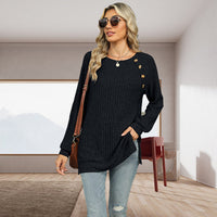 BERTRAM - STRICKPULLOVER MIT DEKORATIVEN KNÖPFEN – Schwarz