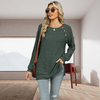 BERTRAM - STRICKPULLOVER MIT DEKORATIVEN KNÖPFEN – Grün