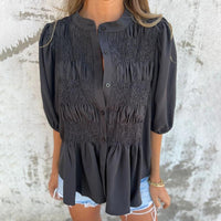 Isla™ | Boho Ibiza Bluse Leicht & Elegant – Schwarz