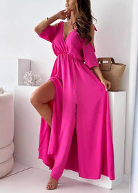 Vilna - Wunderschönes Kleid mit Seitenschlitz – Rosa