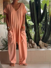 JETTE - LOCKERER JUMPSUIT MIT TIEFEN TASCHEN – Orange