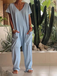 JETTE - LOCKERER JUMPSUIT MIT TIEFEN TASCHEN – Blau