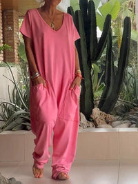 JETTE - LOCKERER JUMPSUIT MIT TIEFEN TASCHEN – Rosa