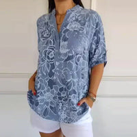 Comfina™ - Luftige Bluse mit Blumenmuster – Hell blau