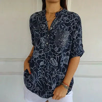 TILDA - LOCKERE BEDRUCKTE BLUSE – Dunkelblau