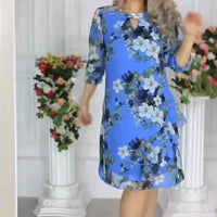 JUTTA - BLUMIGES KLEID AUS CHIFFON – Blau