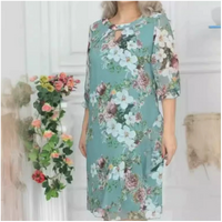 JUTTA - BLUMIGES KLEID AUS CHIFFON – Grün