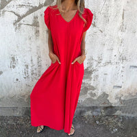 MARINA - JUMPSUIT MIT V-AUSSCHNITT – Rot