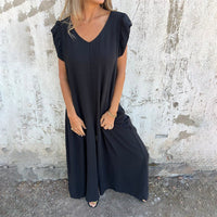 MARINA - JUMPSUIT MIT V-AUSSCHNITT – Schwarz