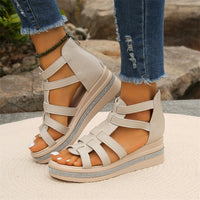 Plateau Sandalen für Damen - Bequeme Sommersandaletten mit Fußbett für heiße Tage – Beige
