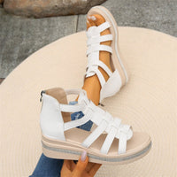 Plateau Sandalen für Damen - Bequeme Sommersandaletten mit Fußbett für heiße Tage – Weiß