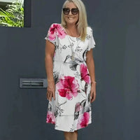 SMILLA - KURZES KLEID MIT BLUMENMUSTER – Rot