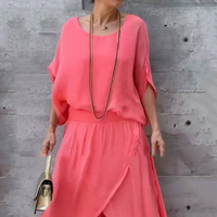 NADIRA - ASYMMETRISCHES BLUSE- UND HOSENSET – Rot