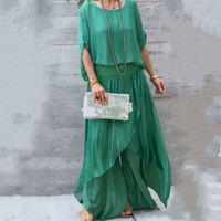 NADIRA - ASYMMETRISCHES BLUSE- UND HOSENSET – Grün