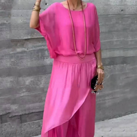NADIRA - ASYMMETRISCHES BLUSE- UND HOSENSET – Rosa