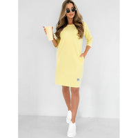 Felisa™| Elegantes Kleid mit Taschen und 3/4-Ärmeln – Gelb