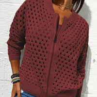 ELINA - STRICKJACKE MIT REISSVERSCHLUSS – Rotwein