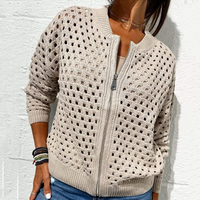 ELINA - STRICKJACKE MIT REISSVERSCHLUSS – Beige