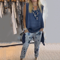 Aubrey | Ärmellos Asymmetrisch Zweiteiliges Set – Blau