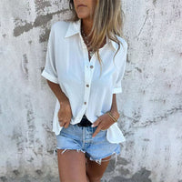 EDELTRAUD - LOCKERE BLUSE MIT KNÖPFEN – Weiß