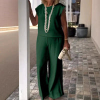 TUANA - BLUSE UND WEITE HOSEN SET – Grün