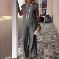 TUANA - BLUSE UND WEITE HOSEN SET – Grau