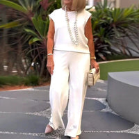 TUANA - BLUSE UND WEITE HOSEN SET – Weiß