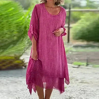 TUGBA - LOCKERES KLEID MIT RUNDHALSAUSSCHNITT – Rosa
