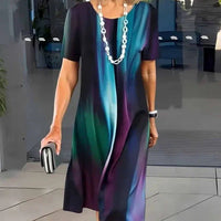 Lourah – Bedrucktes Midikleid Mit Falten – Mehrfarbig